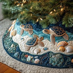 Ocean Shores Turtle Quilted Christmas Tree Skirt