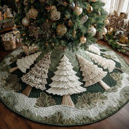 Golden Trees Quilted Christmas Tree Skirt