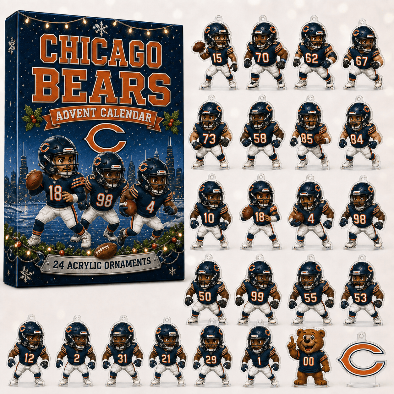 Chicago Bears Christmas Advent Calendar Christmas Countdown Decor Xmas Gift For Bears Fans
