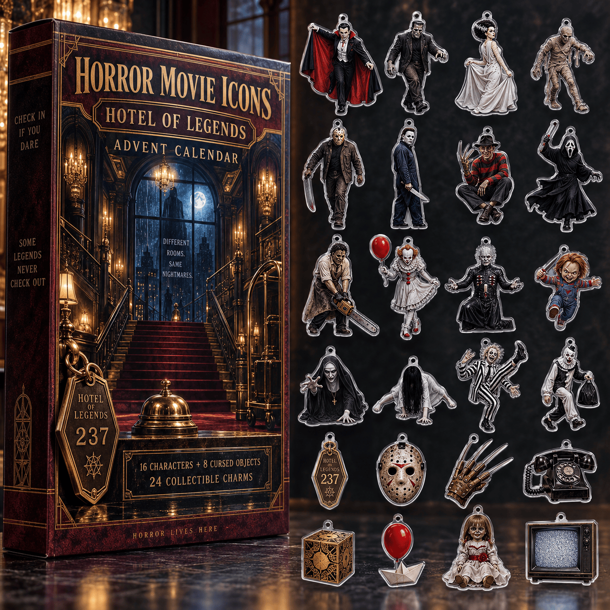 Hostel Of Legends Horror Movie Icons Advent Calendar 2026 Christmas Countdown Gift For Fans