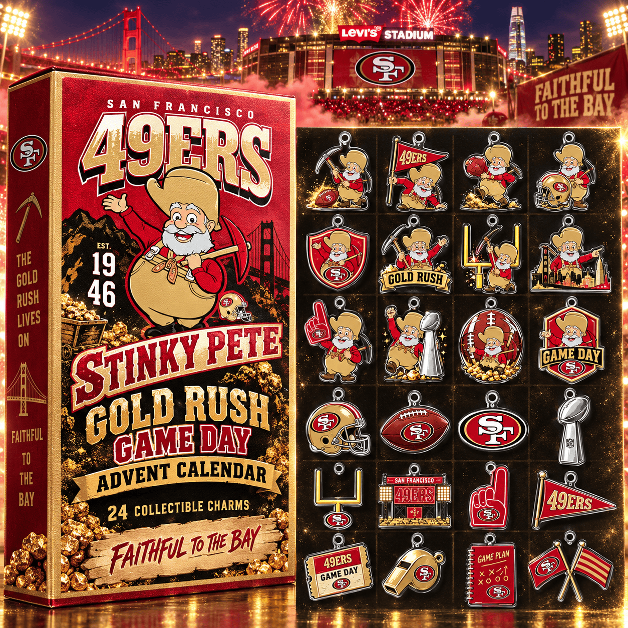 San Francisco 49ers X Stinky Pete Gold Rush Advent Calendar 2026 Football Christmas Gift For Fans