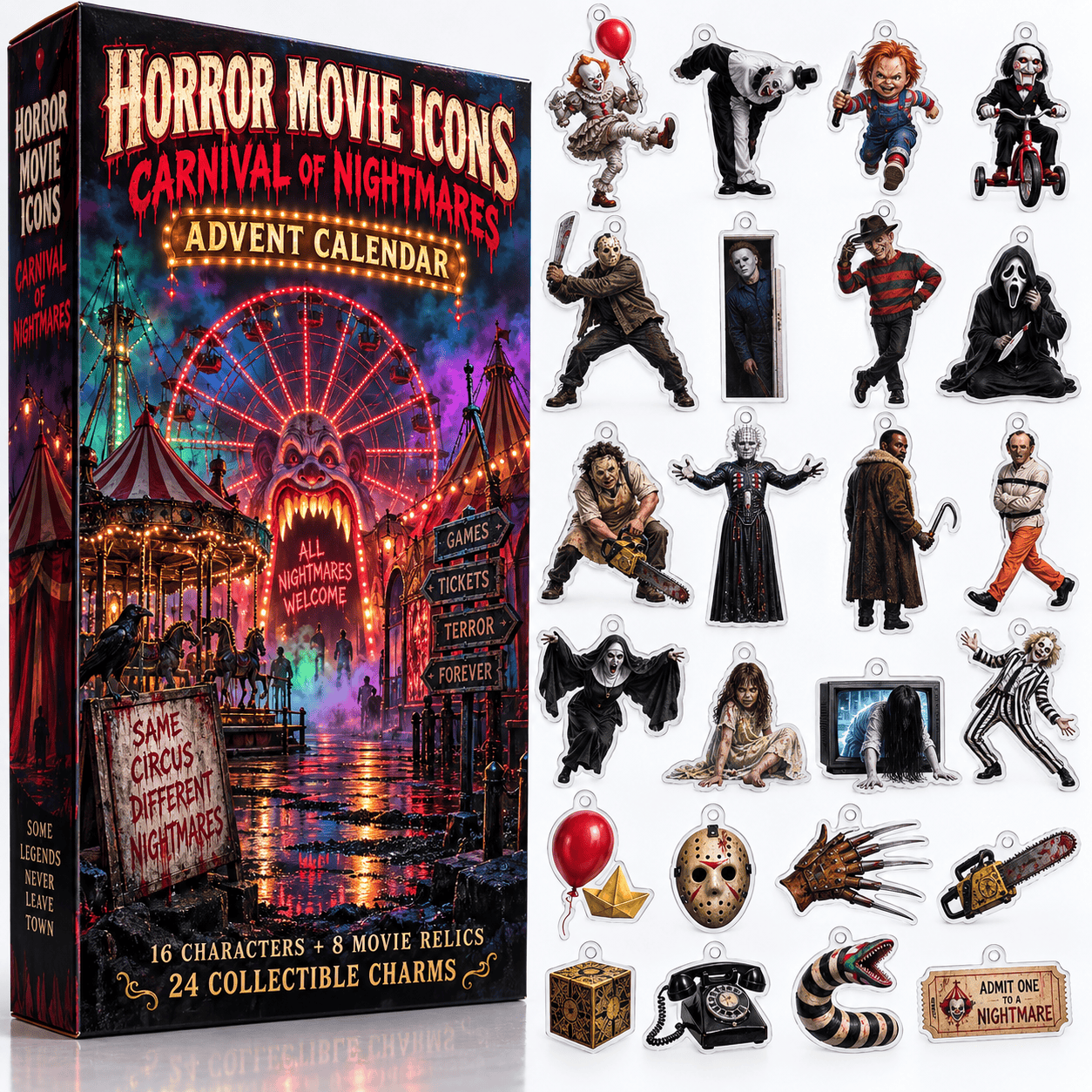 Horror Movie Icons Carnival Of Nightmares Advent Calendar 2026 Horror Lover Christmas Gift