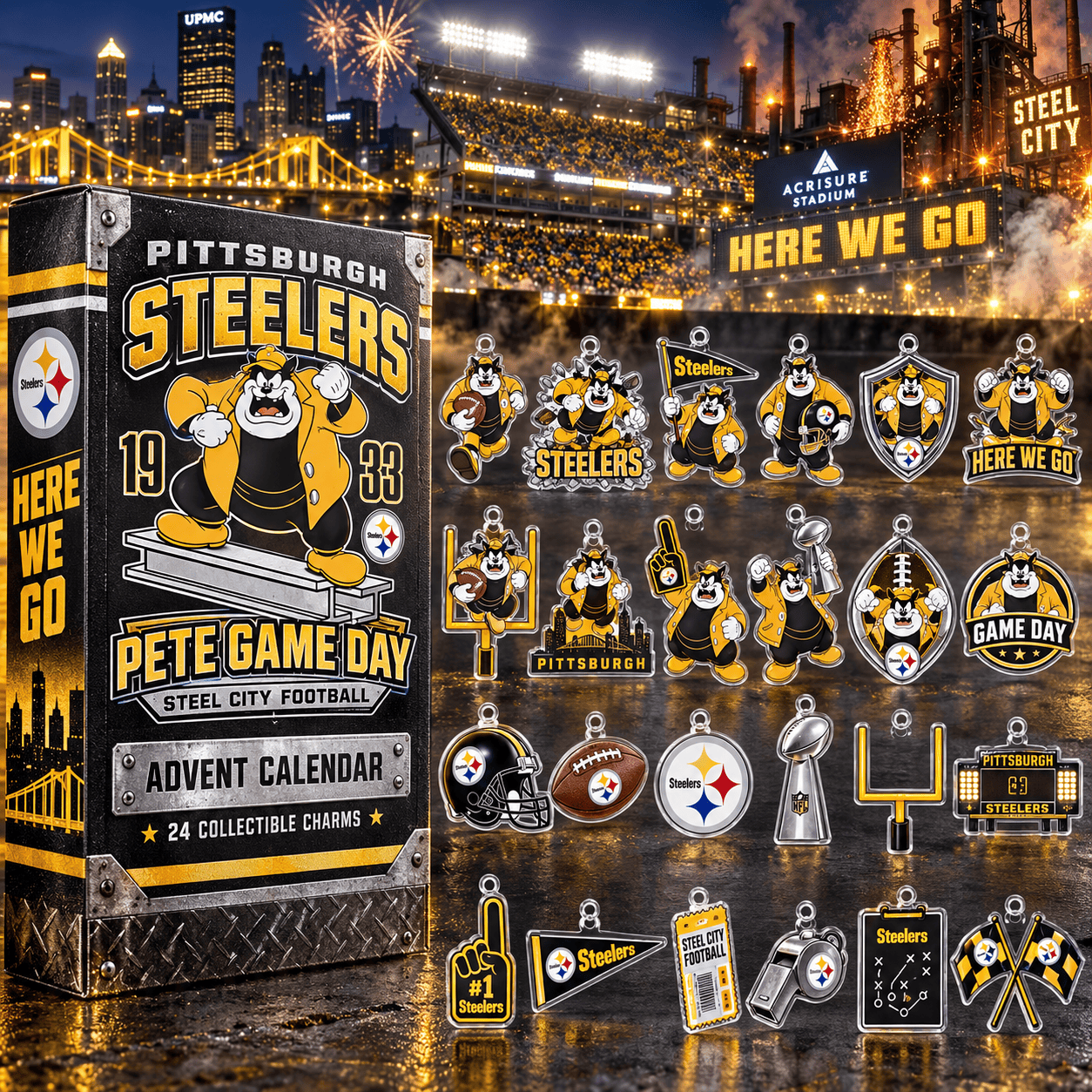 Pittsburgh Steelers X Pete Game Day Advent Calendar 2026 Holiday Countdown Gift For Steelers Fans