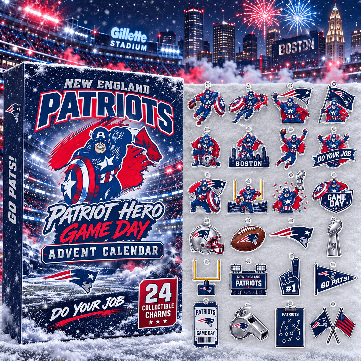 New England Patriots X Captain America Advent Calendar 2026 Football Holiday Gift For NFL Fans