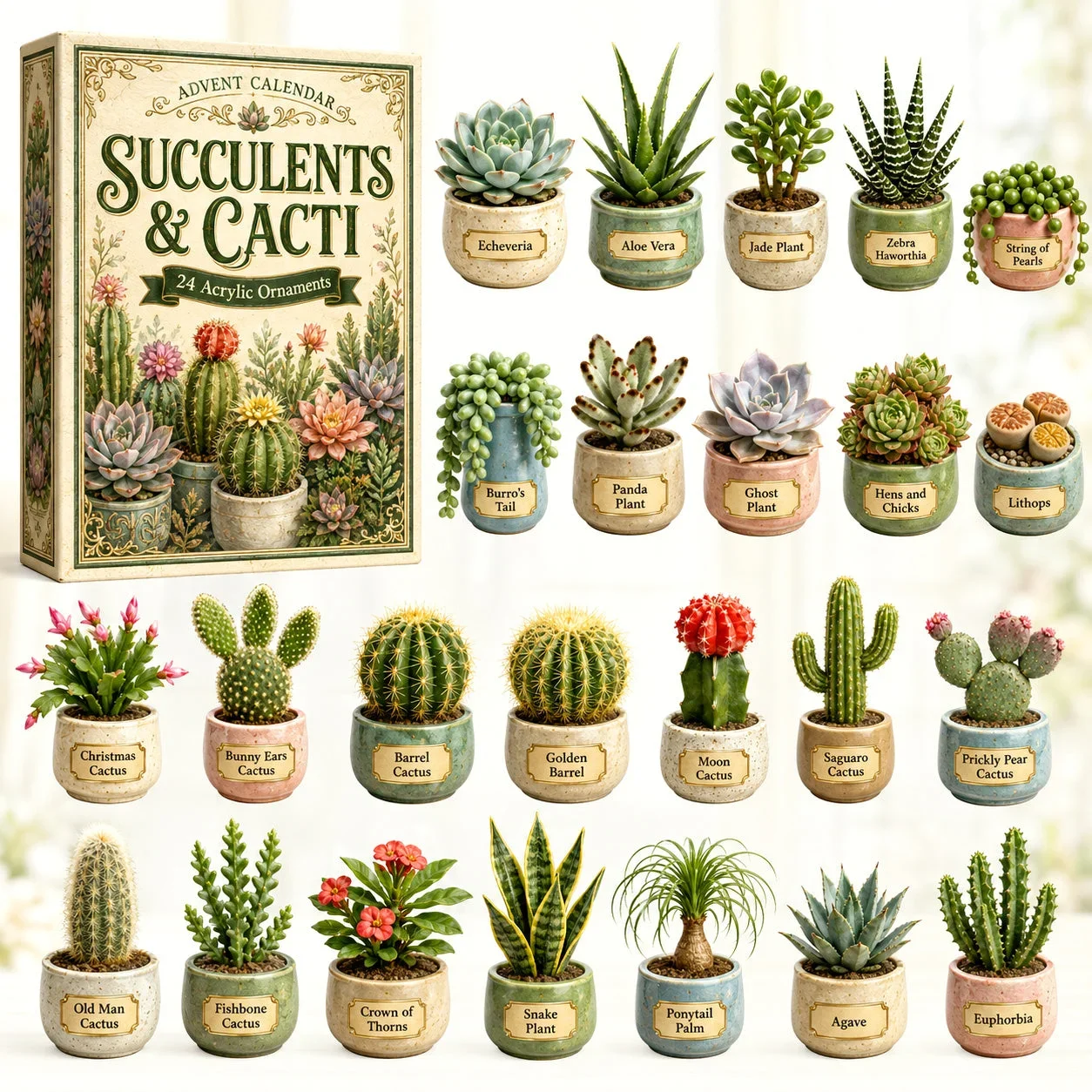 Succulents Cacti Advent Calendar 2026 24 Day Festive Countdown Best Gifts For Succelents Lovers