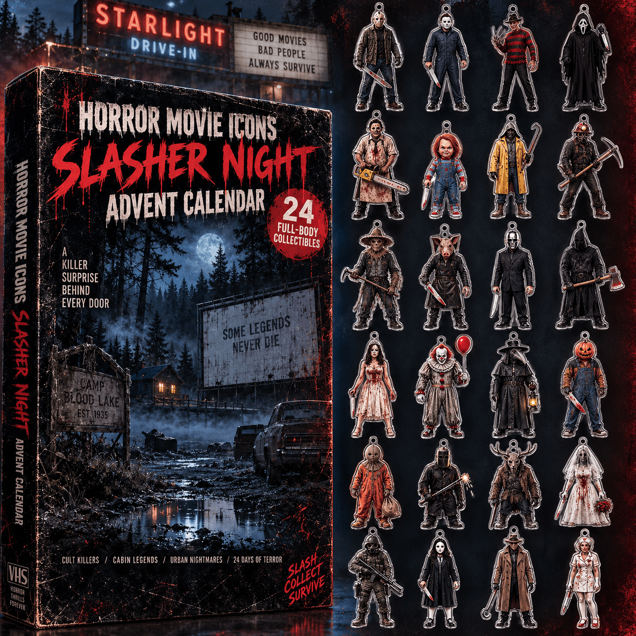 Horror Movie Slasher Night Advent Calendar 2026 Scary Holiday Gift For Movie Fans