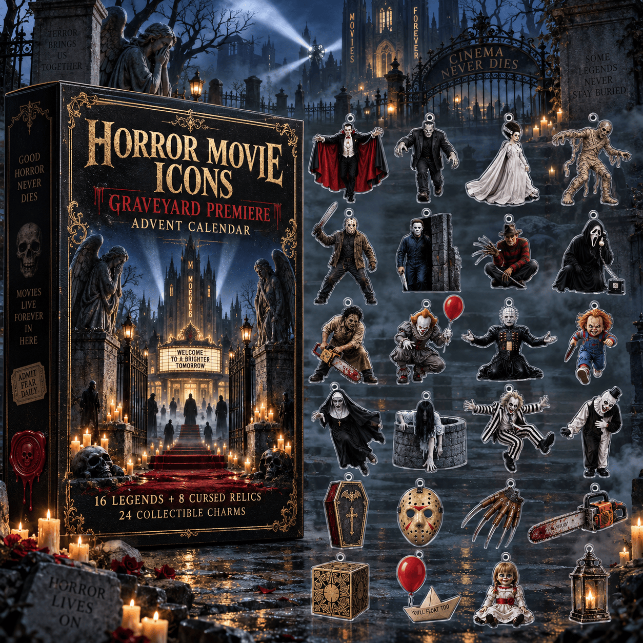 Horror Movie Icons Graveyard Premiere Advent Calendar 2026 Scary Christmas Gift
