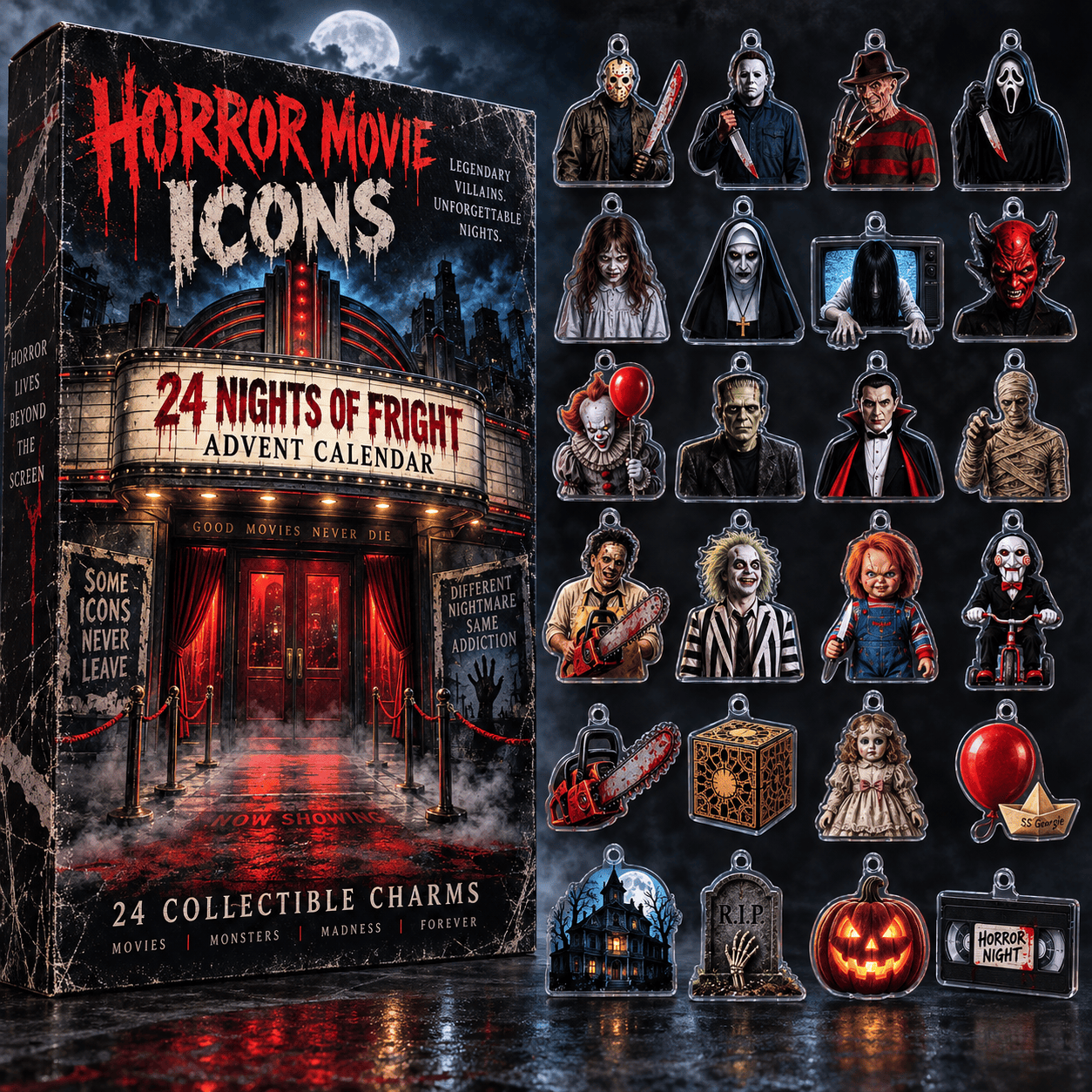 Horror Movie Icons 24 Nights Of Fright Advent Calendar 2026 Christmas Gift For Fans