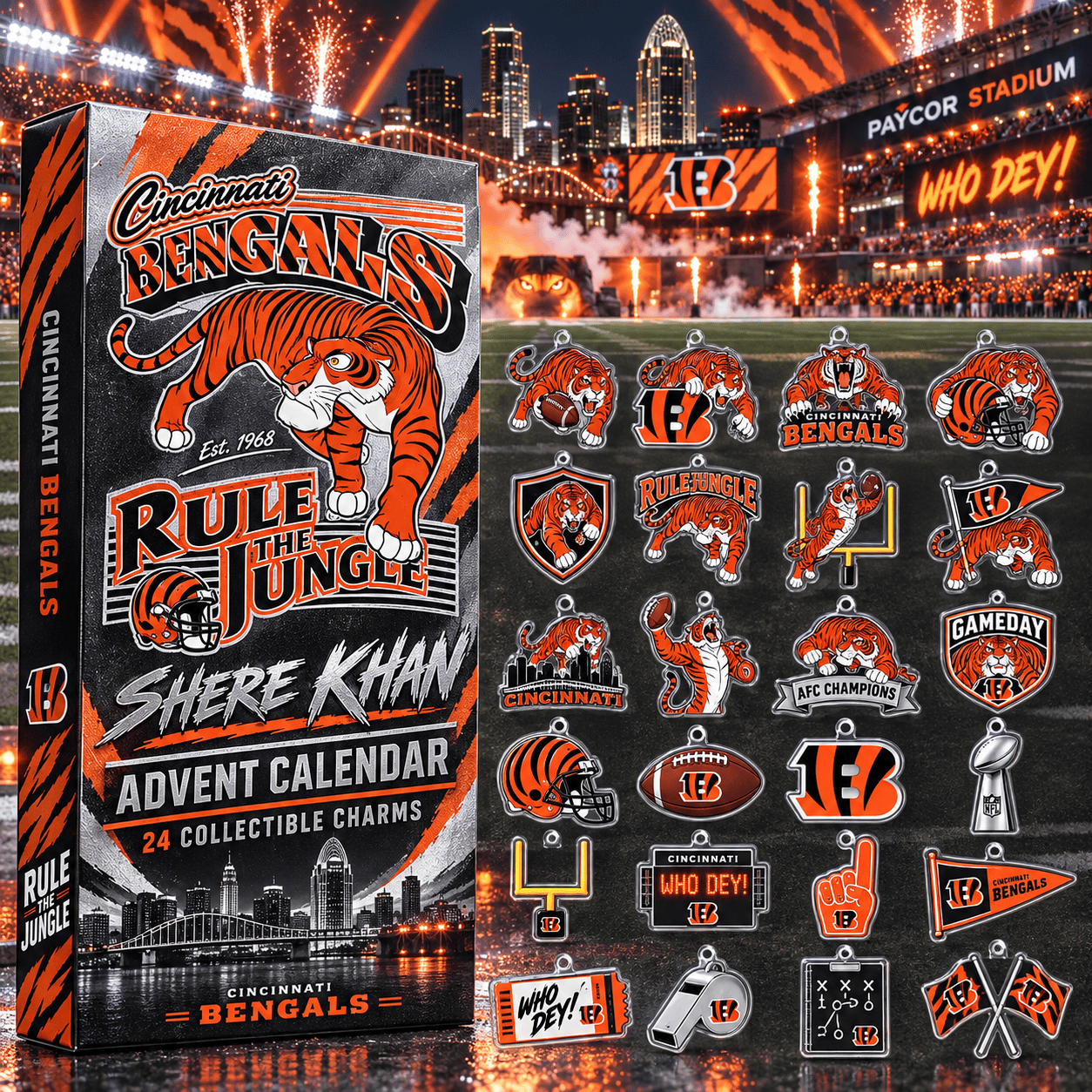 Cincinnati Bengals X Shere Khan Football Advent Calendar 2026 Holiday Surprise For Bengals Fans