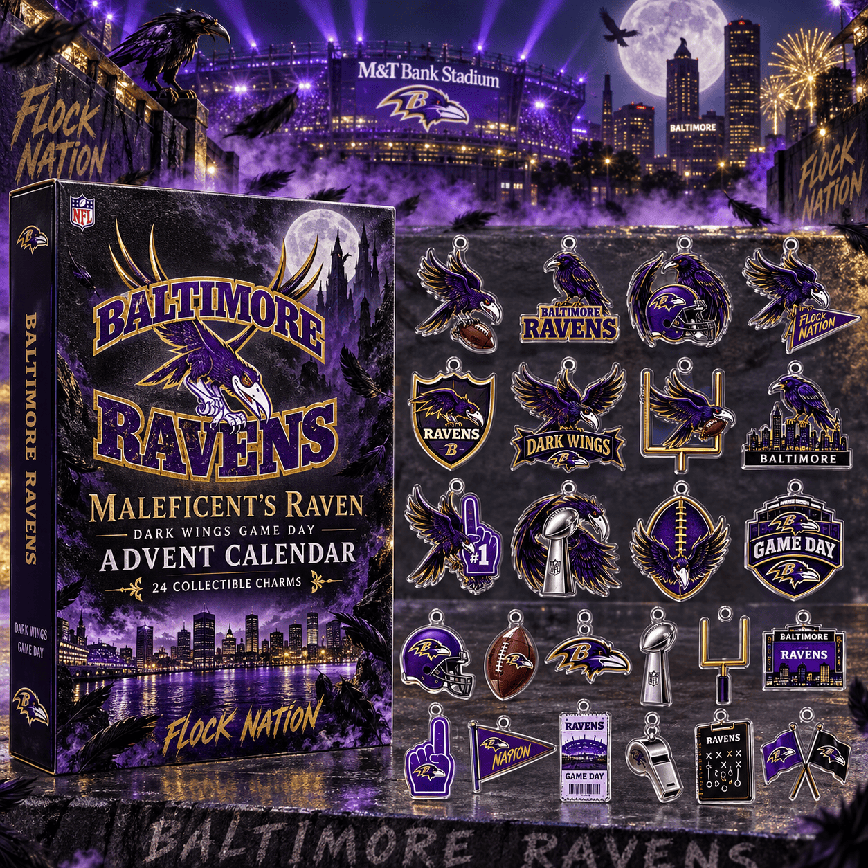 Baltimore Ravens X Maleficent Team Spirit Advent Calendar 2026 Holiday Surprise For Ravens Fans