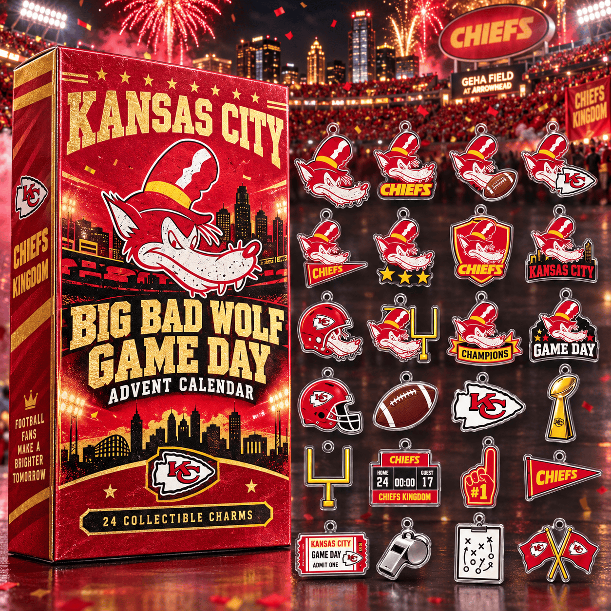 Kansas City Chiefs X Big Bad Wolf Game Day Advent Calendar 2026 Christmas Countdown Gift For Football Fans