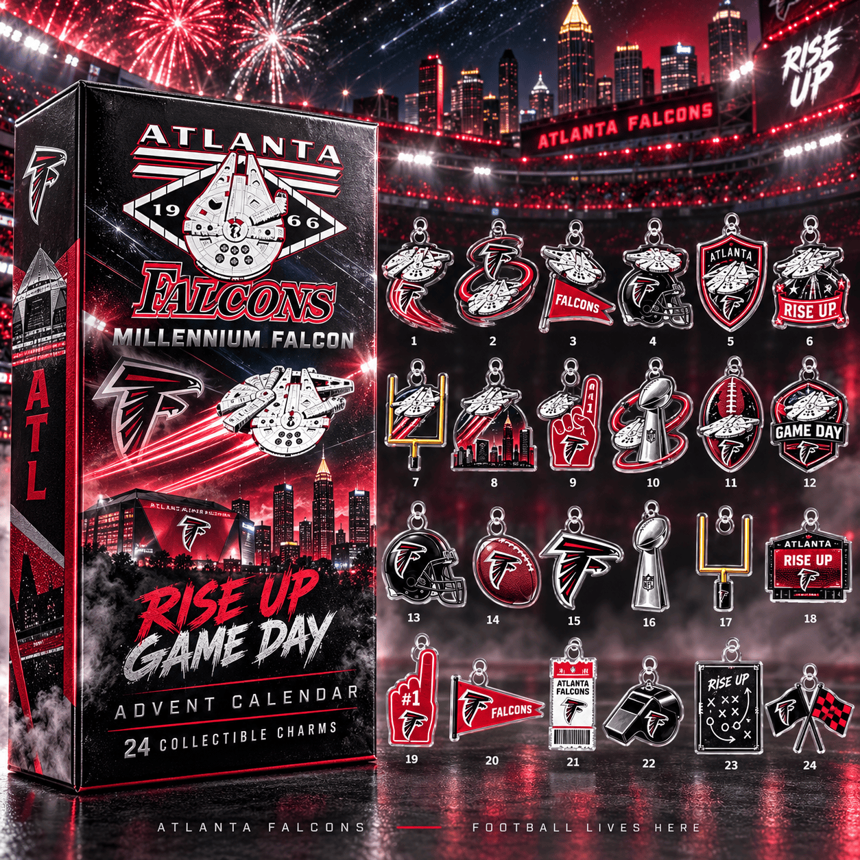 Atlanta Falcons X Millennium Falcon Advent Calendar 2026 Game Day Christmas Gift For Football Fans