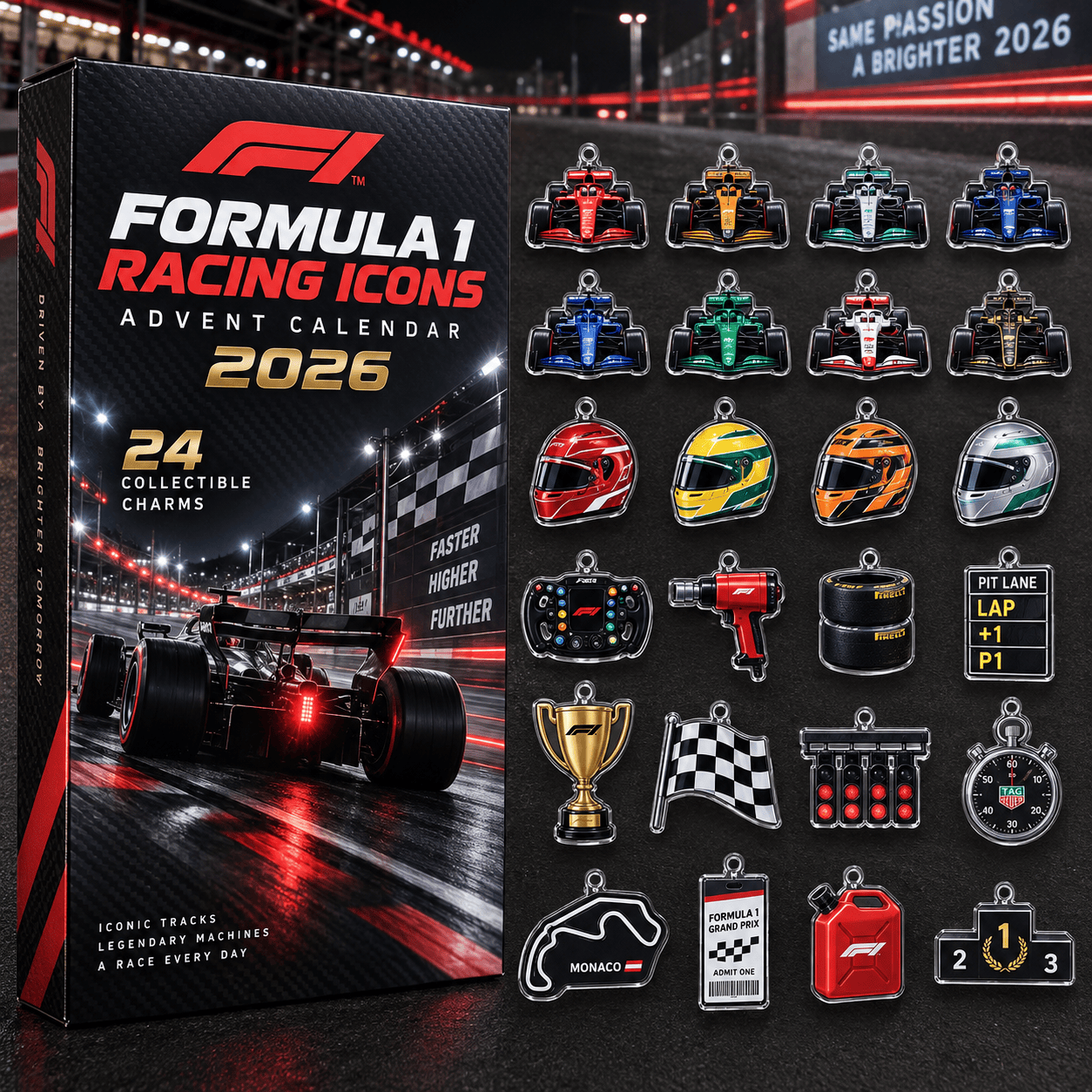 Formula 1 Racing Icons Advent Calendar 2026 Motorsport Holiday Gift For Racing Fans