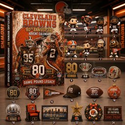 Cleveland Browns 80th Anniversary Advent Calendar 2026 Dawg Pound Christmas Countdown Gift