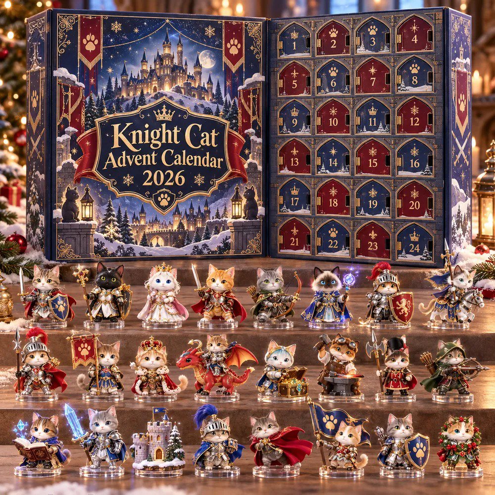 Knight Cat Advent Calendar 2026 Medieval Castle Christmas Countdown Cat Lover Gift