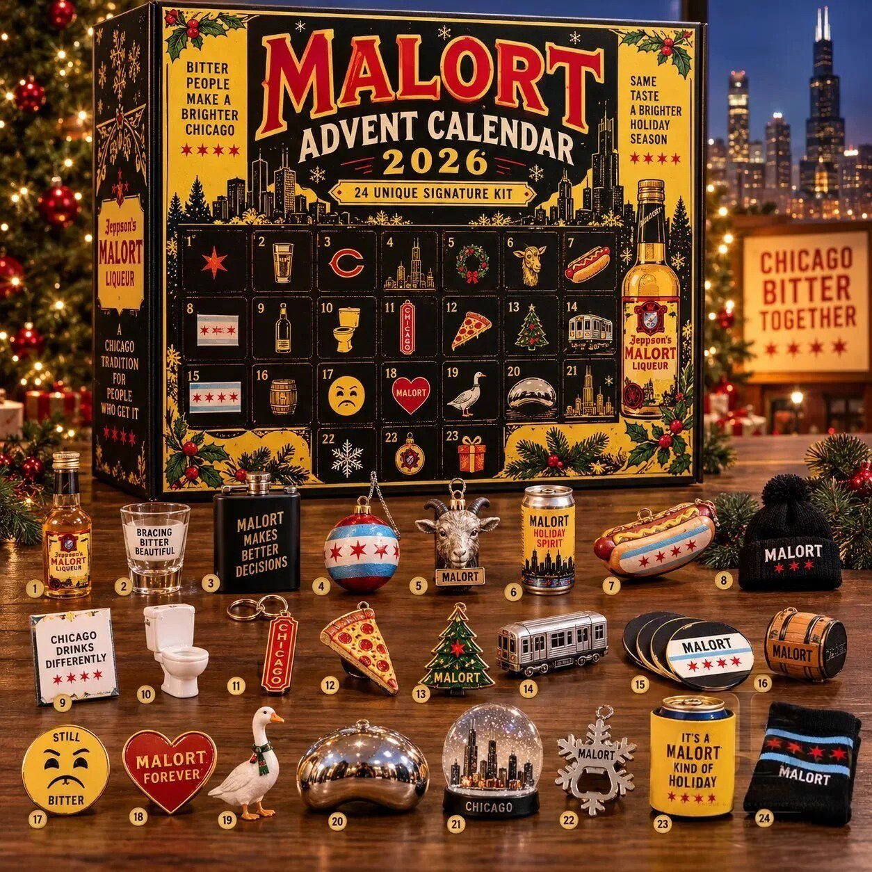 Malort Advent Calendar 2026 Chicago Bitter Liqueur Christmas Countdown Liquor Lover Gift