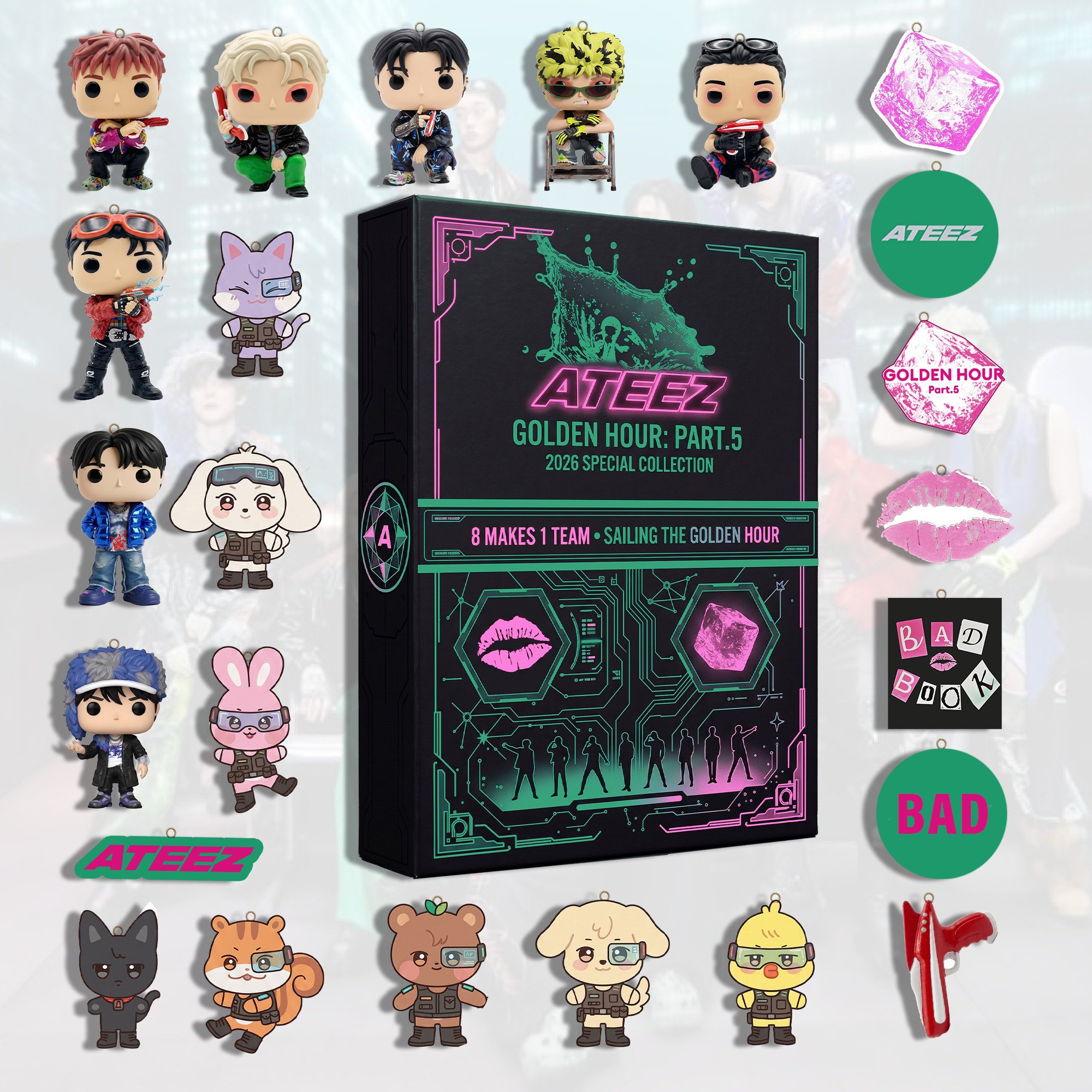 Ateez Golden Hour Part 5 Advent Calendar 2026 K-Pop Charms Christmas Countdown Atiny Gift