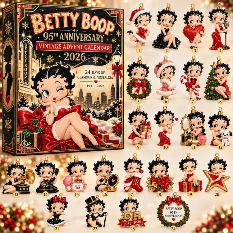 Betty Boop 95th Anniversary Advent Calendar 2026 Vintage Glam Christmas Countdown Xmas Gift