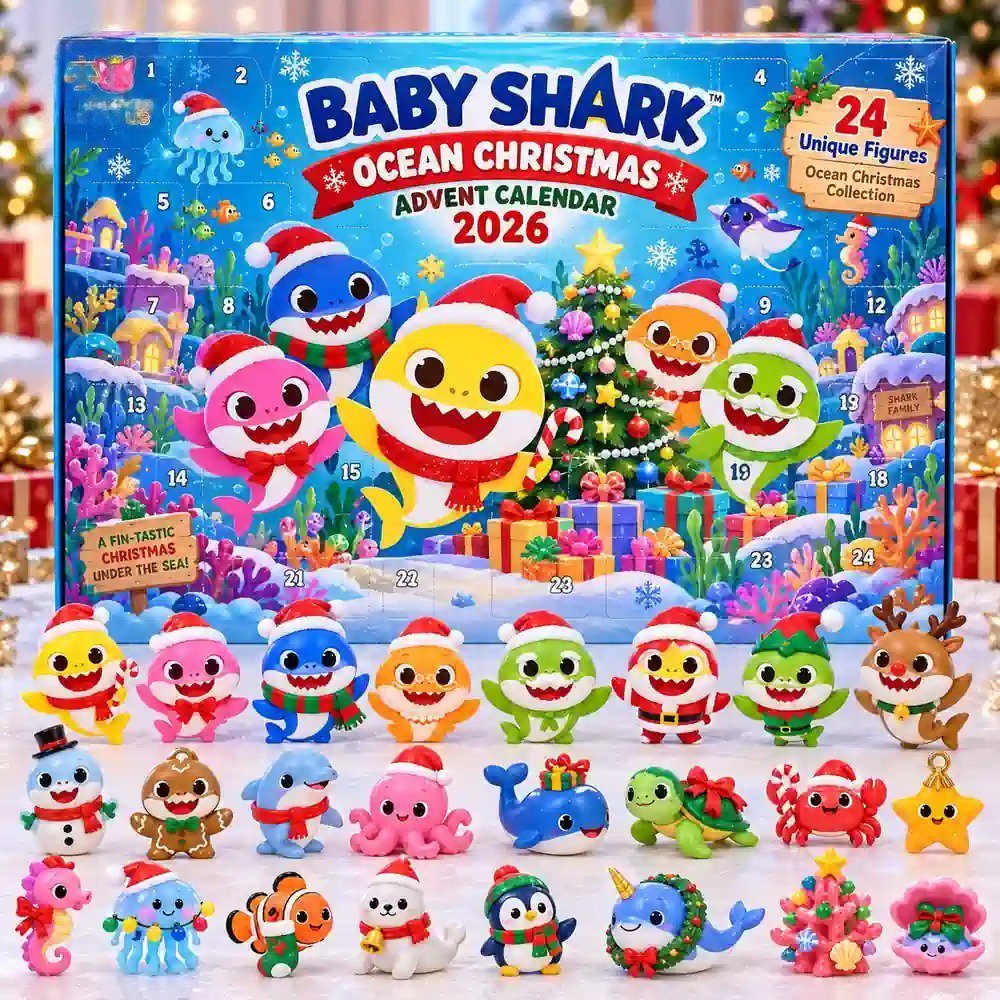 Baby Shark Advent Calendar 2026 Ocean Christmas Friends Christmas Countdown Toddler Gift