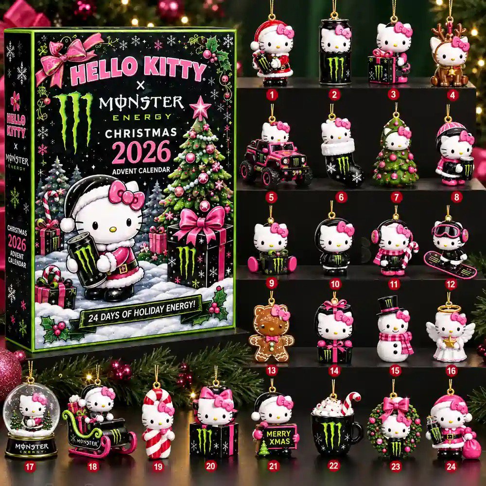 Hello Kitty X Monster Energy Advent Calendar 2026 Holiday Charms Christmas Countdown Gift