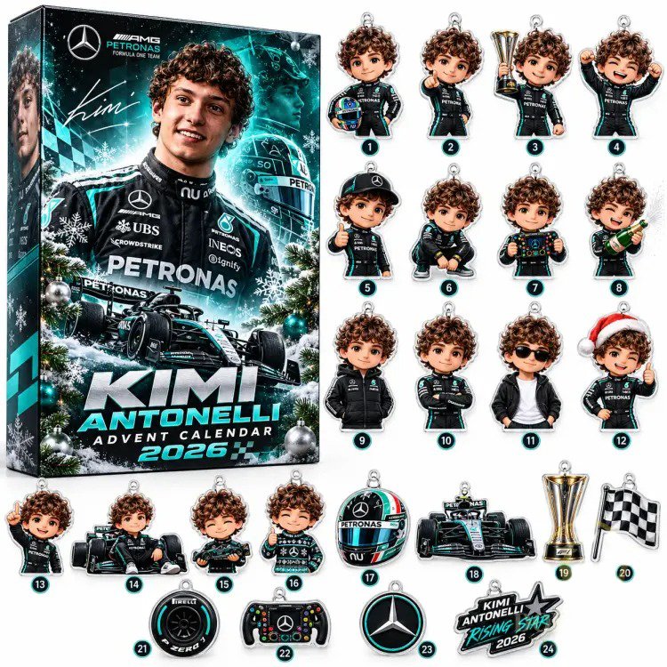 Mercedes-Benz Kimi Antonelli Advent Calendar 2026 F1 Racing Christmas Countdown Racing Gift