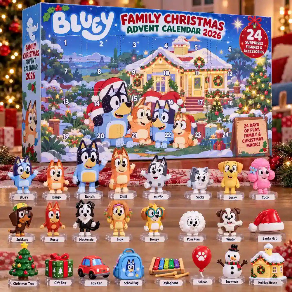 Bluey Family Christmas Advent Calendar 2026 Heeler House Christmas Countdown Family Gift