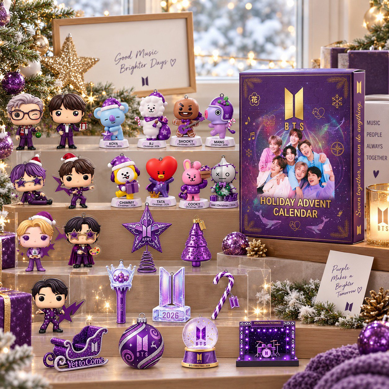 BTS Holiday Advent Calendar 2026 BT21 Bangtan Charms Christmas Countdown Army Fan Gift
