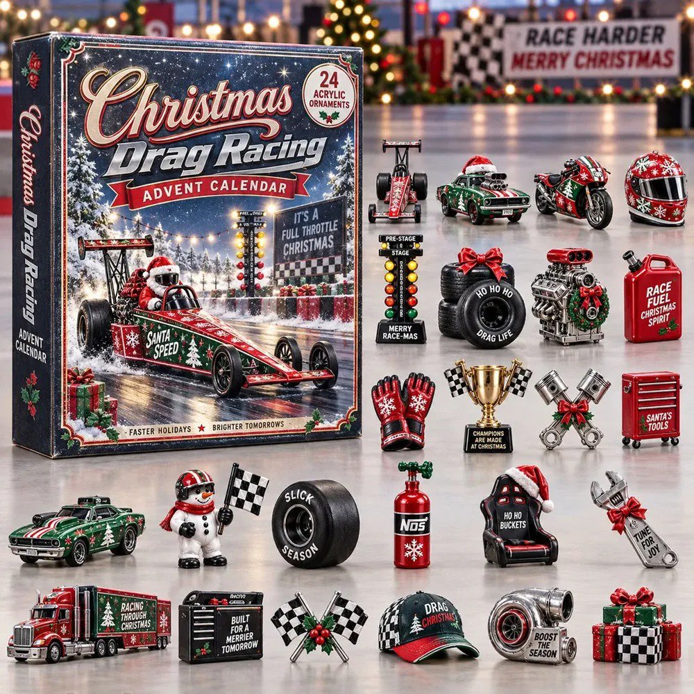 Christmas Drag Racing Advent Calendar 2026 Hot Rod Christmas Countdown Racing Fans Gift