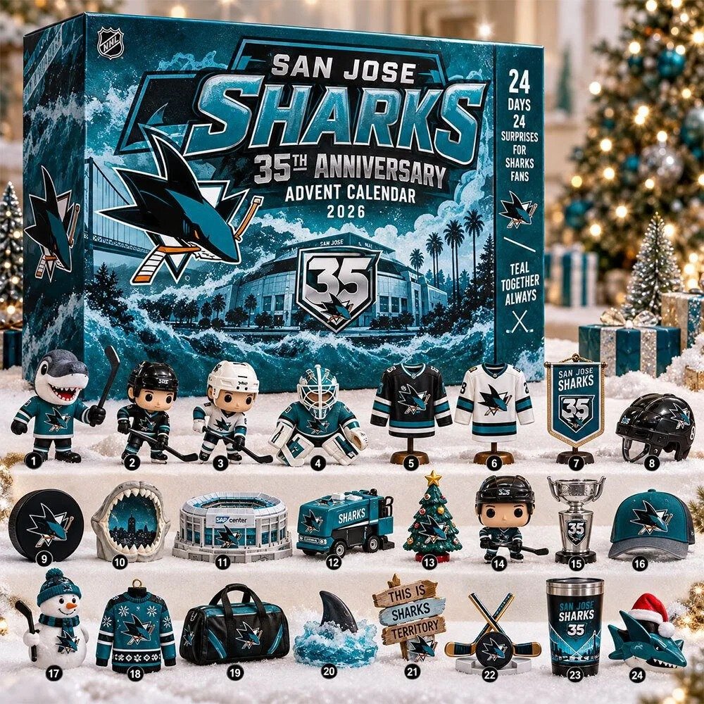 San Jose Sharks 35th Anniversary Advent Calendar 2026 NHL Christmas Countdown Hockey Gift