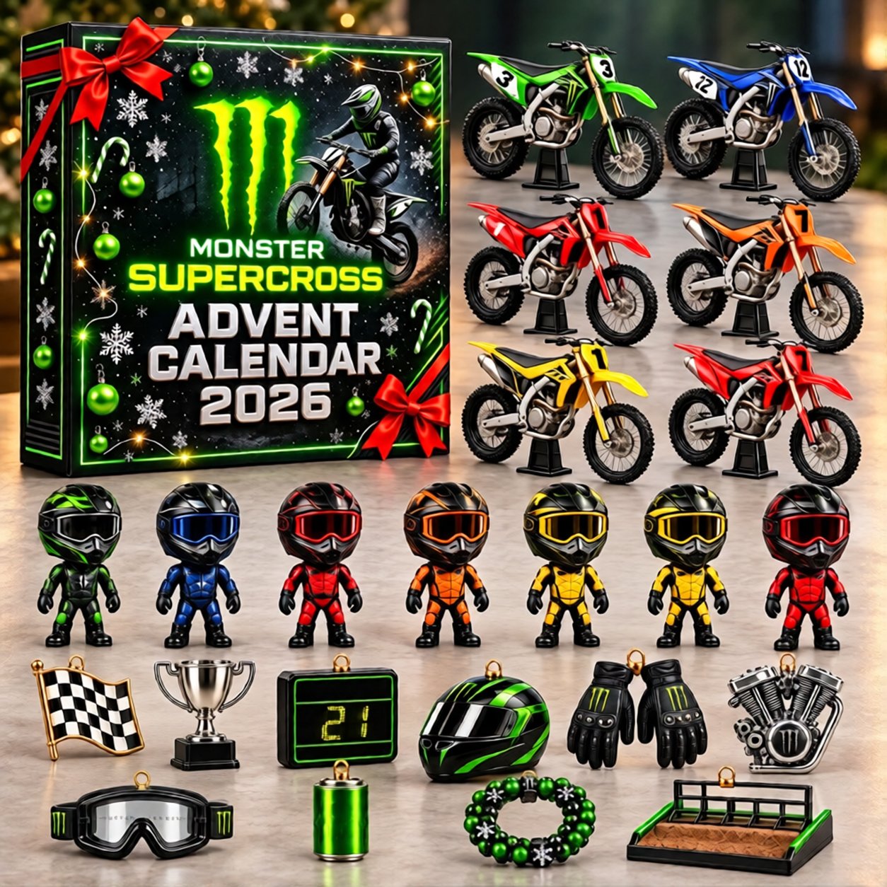 Monster Supercross Advent Calendar 2026 Motocross Bikes Christmas Countdown Dirt Bike Gift