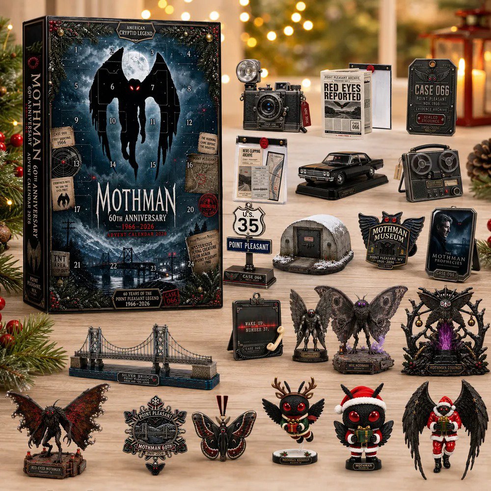 Mothman 60th Anniversary Advent Calendar 2026 Cryptid Christmas Countdown Horror Fans Gift