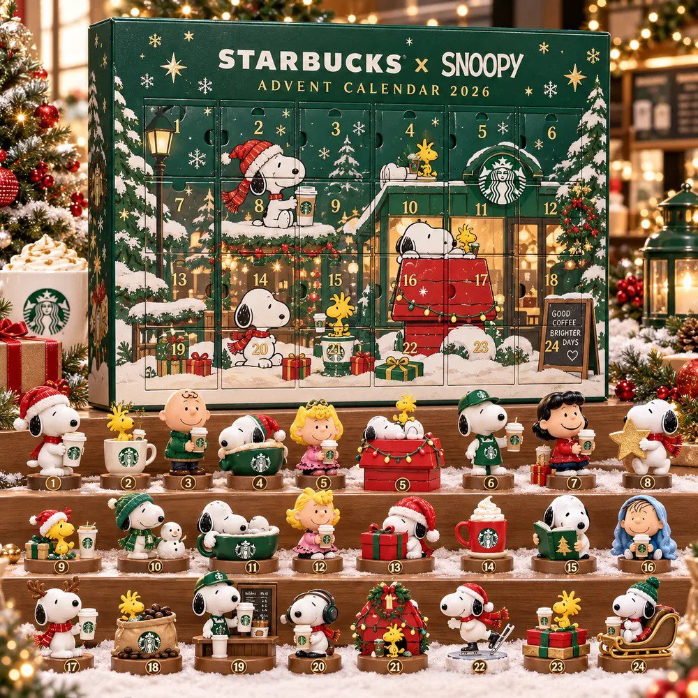 Starbucks X Snoopy Advent Calendar 2026 Peanuts Gang Christmas Countdown Coffee Lover Gift