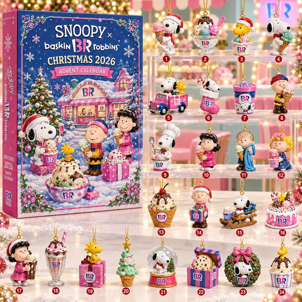 Snoopy X Baskin Robbins Advent Calendar 2026 Ice Cream Christmas Countdown Family Gift