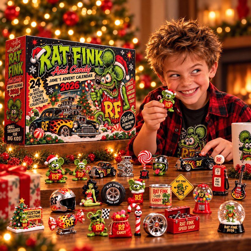 Personalized Rat Fink Advent Calendar 2026 Kustom Culture Christmas Countdown Hot Rod Gift