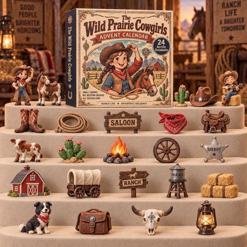 The Wild Prairie Cowgirls Advent Calendar 2026 Western Ranch Christmas Countdown Horse Gift