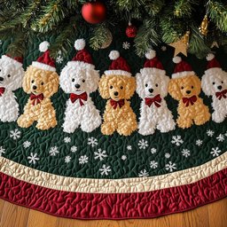 Adorable Poodle Quilted Tree Skirt Adds Warmth And Character To Your Holiday Setup