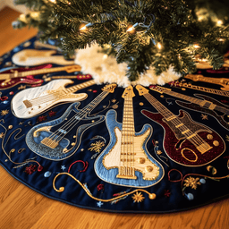 Bass Guitars Quilted Tree Skirt Unique Gift For Beagle Lovers Birthday Merch Gift