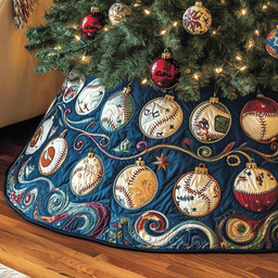 Baseball Ornament Quilted Tree Skirt Everyday Merch Choice