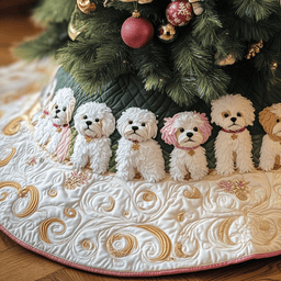 Adorable Bichon Frise Quilted Tree Skirt Father�s Day Merch Gift