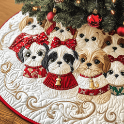 Adorable Shih Tzu Quilted Tree Skirt Thanksgiving Merch Gift
