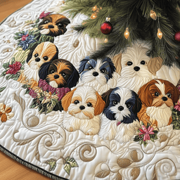Adorable Shih Tzu Quilted Tree Skirt Merch For Her