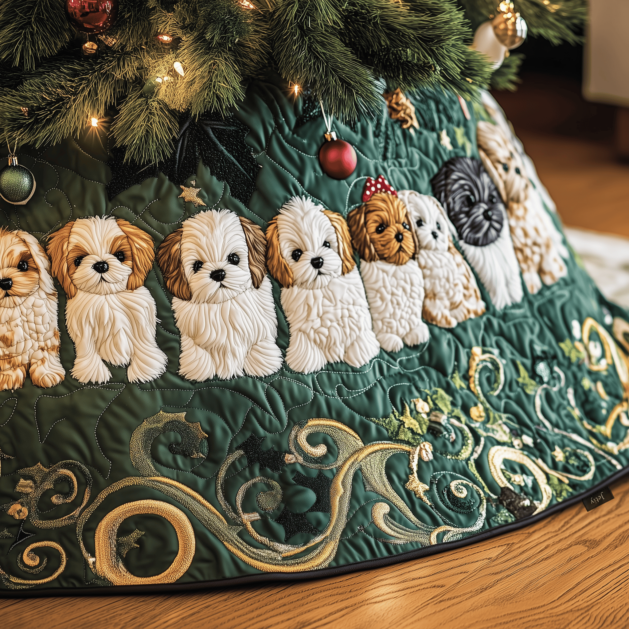 Adorable Christmas Shih Tzu Quilted Tree Skirt Graduation Merch Gift
