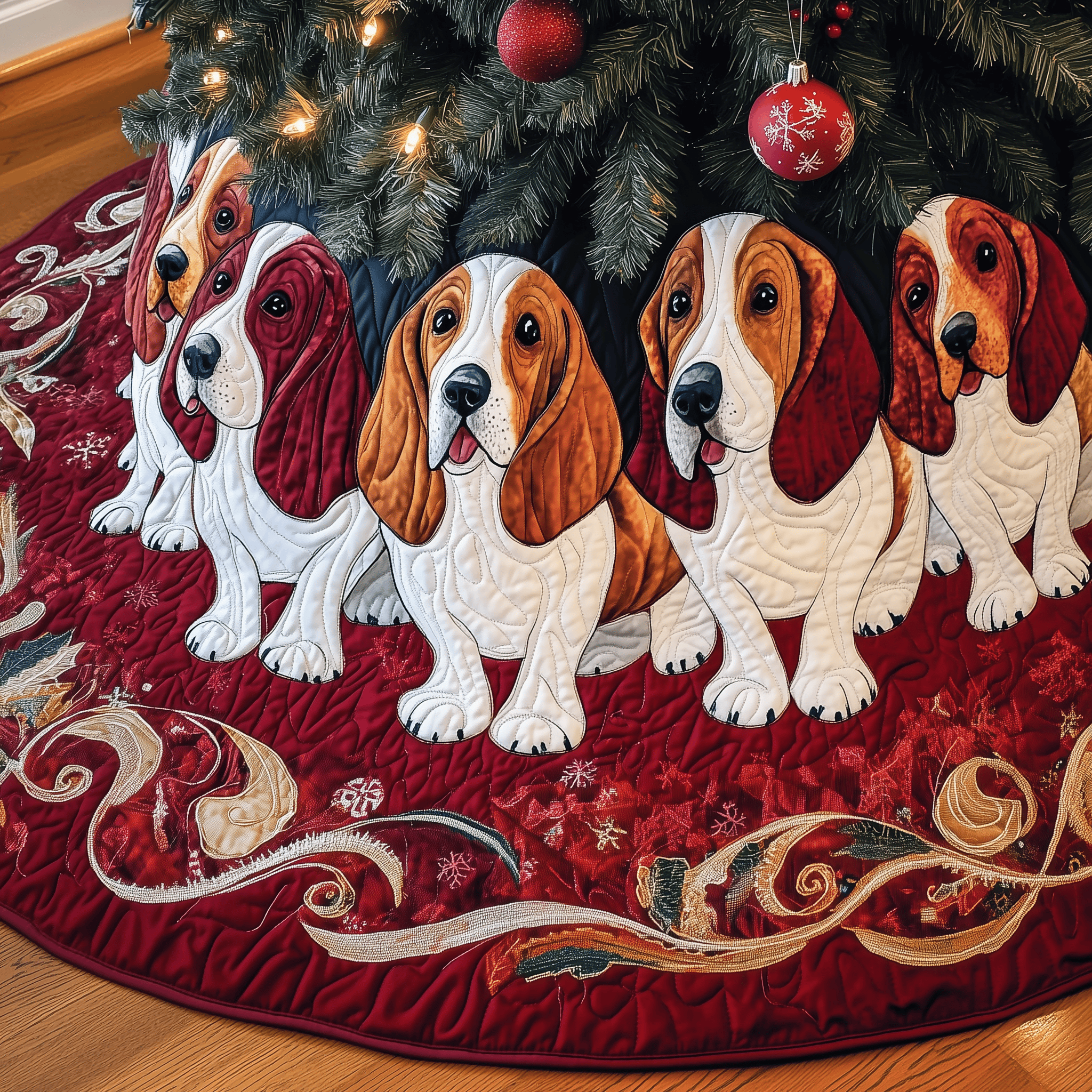 Basset Hound Quilted Tree Skirt A Cozy Addition To Holiday Decor