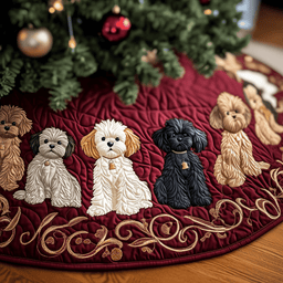 Adorable Poodle Quilted Tree Skirt Valentine�s Day Merch Gift