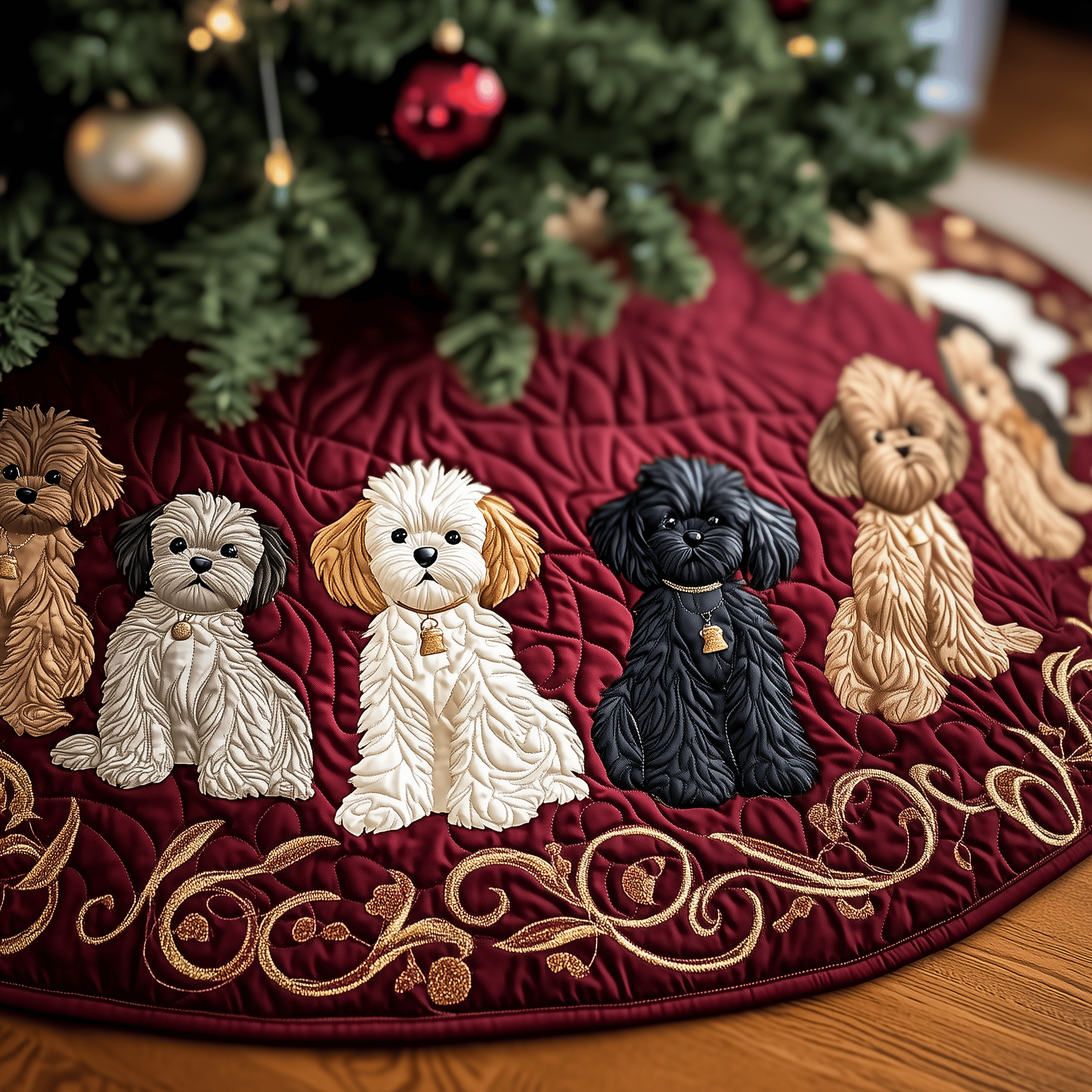 Adorable Poodle Quilted Tree Skirt Valentine�s Day Merch Gift