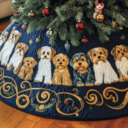 Adorable Yorkshire Terrier Quilted Tree Skirt Holiday Season Merch