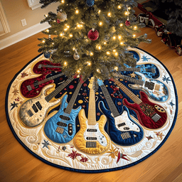Bass Guitars Quilted Tree Skirt Holiday Merch Gift