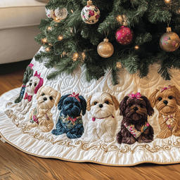 Adorable Christmas Shih Tzu Quilted Tree Skirt Merch For Her