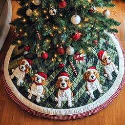 Adorable Beagle Quilted Tree Skirt Christmas Merch Gift