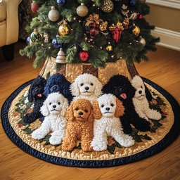 Adorable Poodle Quilted Tree Skirt Cute Holiday Touch For Dog Owners